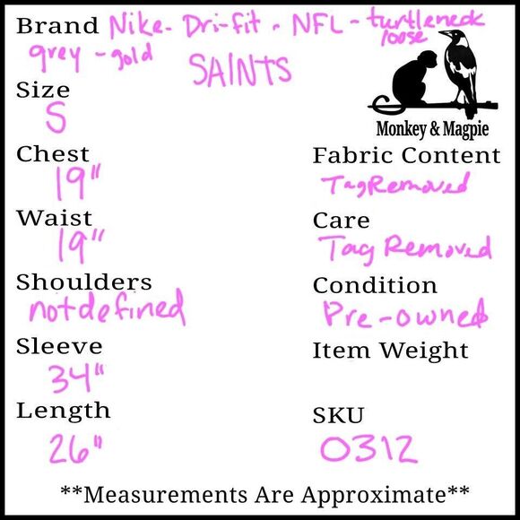 Nike Dri-Fit NFL New Orleans Saints Women's Funnel Turtle Neck Sweatshirt Small - Picture 10 of 10
